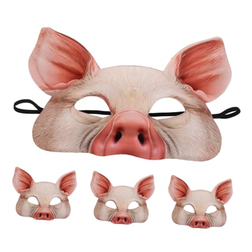 UPKOCH 4 Stück Teiliges Schwein Maske Halbgesichts Tiermaske aus Leichtem EVA Material Atmungsaktiv für Halloween Karneval Kostüm Party Cosplay Maskerade von UPKOCH