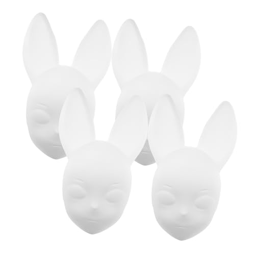 UPKOCH 4 Stück Teiliges Weiße Kunststoffmasken DIY zum Bemalen Leichte Stabile Blanko Gesichtsmasken für Halloween Fasching Cosplay Party Unbemalt Atmungsaktiv für Erwachsene von UPKOCH