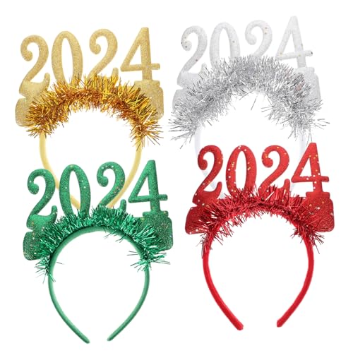 UPKOCH 4 Stück Teiliges Year Party Haarband Glitzernde Stirnbänder in Rot Grün Gold Silber Langlebige Weihnachts und Silvester Accessoires für Erwachsene Festlicher Haarschmuck von UPKOCH