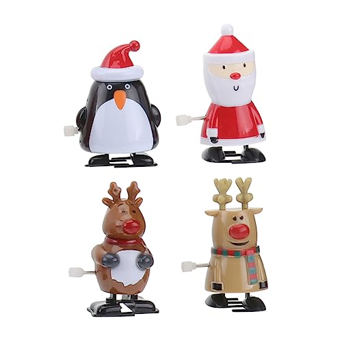 UPKOCH 4 Stück Weihnachtliches Aufziehspielzeug Spielzeugautos Auto Weihnachtsdekorationen Kinderspielzeug Weihnachtsspielzeug Kindergeschenke Weihnachtsuhrwerkpuppen Plastik von UPKOCH