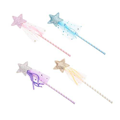 UPKOCH 4 Stück Zauberstab Puppenflügel feenflügel Frauen Zauberstäbe Fairy Wand Toys Children Toys geburtstagsdeko sternförmiger Feenstab Sternendesign Feenstab PVC von UPKOCH