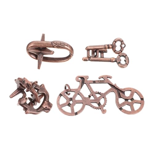 UPKOCH 4 Teiliges Puzzle Mit Intellektueller Lösung Kinderspielzeug Verriegelungsspielzeug Lernspielzeug Für Erwachsene Metall Interlock Intellektuelles Lernspielzeug von UPKOCH