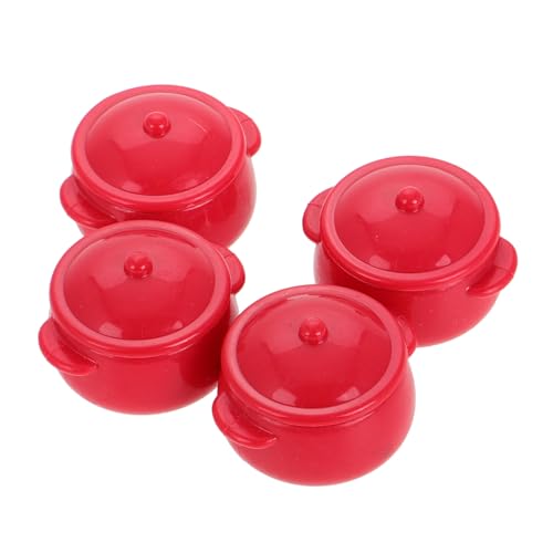 UPKOCH 4 Teiliges Set Modelltopf Mini Lebensmittelkochen Mini Puppenhauszubehör Mini Kochküche Miniatur Küchentopf Winzige Kochpuppenhaus Dekorationen Puppenhaus Zubehör Topf von UPKOCH