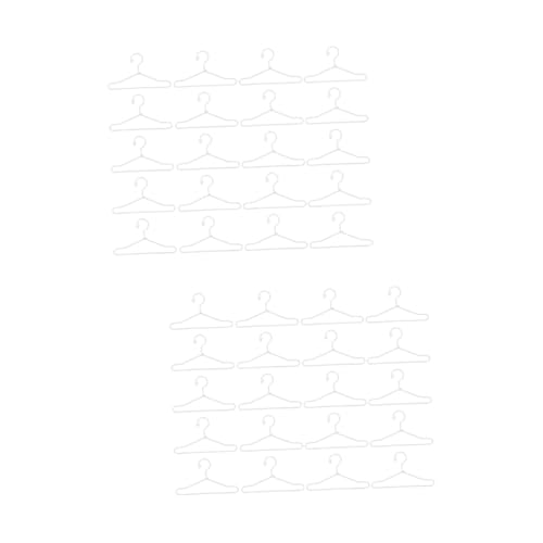 UPKOCH 40 STK Puppenaufhänger Lieferungen Puppenkleidung Kleiderbügel Für Outfits Winzig Minipuppe Puppenhaus-Outfit-aufhänger Zoll Klein Mini Formelles Kleid Regal Shirt Weiß Metall von UPKOCH