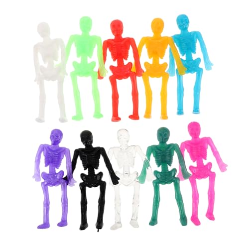 UPKOCH 40 Stück Mini Skelett Figuren Halloween Party Deko Klebende Dehnbare TPR Gummi Stretch Skelettspielzeug Farben Spaß Halloween Scherzartikel und Klassenzimmer Preise von UPKOCH