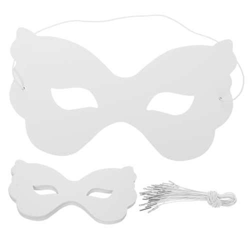 UPKOCH 40 Stück Schmetterlings-masken aus Weißem Papier Bemalbare DIY Halbgesichtsmasken mit Elastischem Band Leicht Sicher und Komfortabel für Karneval Halloween Kunstprojekte von UPKOCH