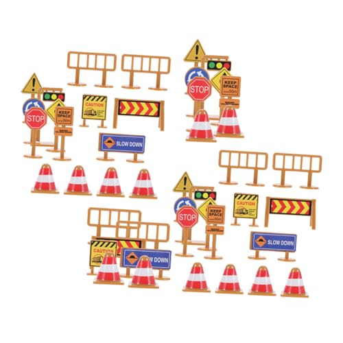 UPKOCH 45 Stück Teiliges Mini-verkehrszeichen Robustem Kunststoff Realistische Straßenschilder und Absperrungen Pädagogisches für Fördert Verkehrssicherheit und Kreatives Lernen Kompakt von UPKOCH