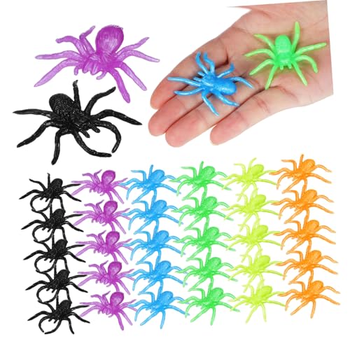 UPKOCH 48 Stück Teiliges Halloween Spinnen aus Elastischem TPR Material Bunte Horror Spielzeuge für Party Dekoration und Lustige Halloween Streichspielzeuge als Goodie Bag Füller von UPKOCH