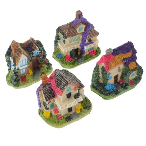 UPKOCH 4Stücke Hausförmige Figuren Lebendige Hausdekoration Miniaturhäuser Für Garten Und Innenräume Europäische Landhausstil Resin Dekoration Für DIY Projekte Und Puppenhäuser von UPKOCH