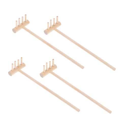 UPKOCH 4Stücke Mini Holzrechen Für Sandkasten Dekorative Spielzeuge Für Mikrogärten Handgefertigte Rechen Für Gartenzubehör Für Kreatives Und Basteln von UPKOCH