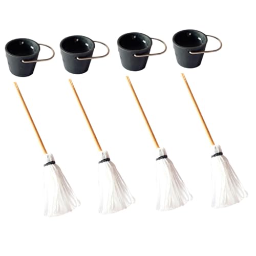 UPKOCH 4-in-1 Mini-mopp-Eimer-Set Für Puppenhaus -mopp-Eimer-Modelle Detaillierte Miniatur-Dekorationen Für Miniatur- von UPKOCH