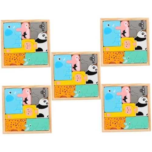 UPKOCH 5 Sätze 3D-Tierpuzzle Rätsel für Tier-Matching-Puzzle Waldtier-Rätsel Puzzles mit Farbformen Kindergeburtstagsgeschenk Spielzeug Kinder rätsel hölzern Russland Baby Holz von UPKOCH