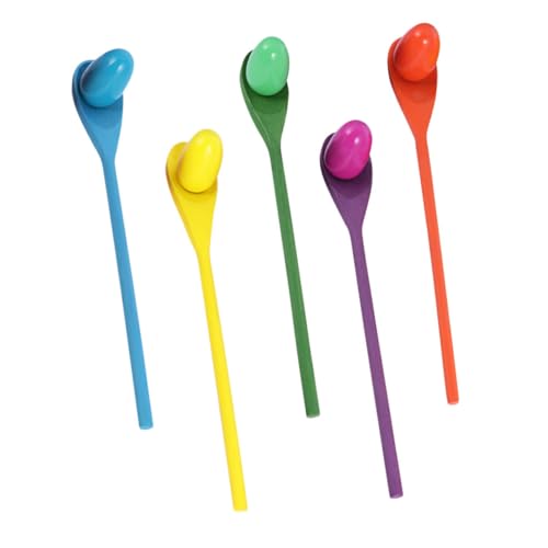 UPKOCH Balancierspiel-Spielzeug Für Kinder 5 Sets Aus Holz Farbsortierung Training Der Sensorischen Integration Spielen Mit Eiern Und Löffeln Zufällige Farbe von UPKOCH