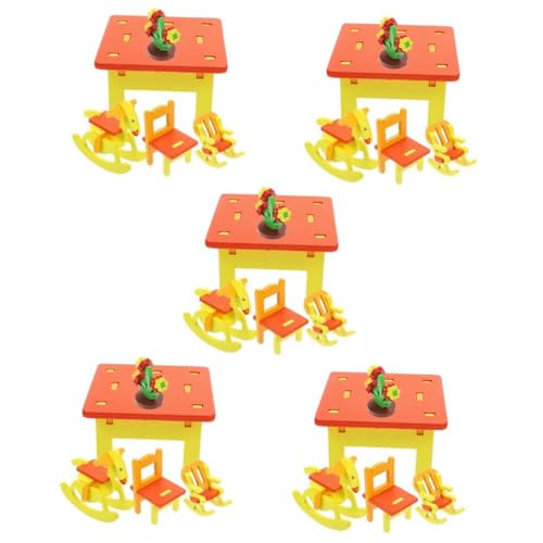 UPKOCH 5 Sätze Kinderspielzeug Puzzle-Modell aus Holz Holzstuhl Mädchenspielzeug Kinder holzspielzeug Rätsel Spielzeuge dekoratives Spielzeugmodell 3D-Puzzles aus Holz Miniatur schmücken von UPKOCH