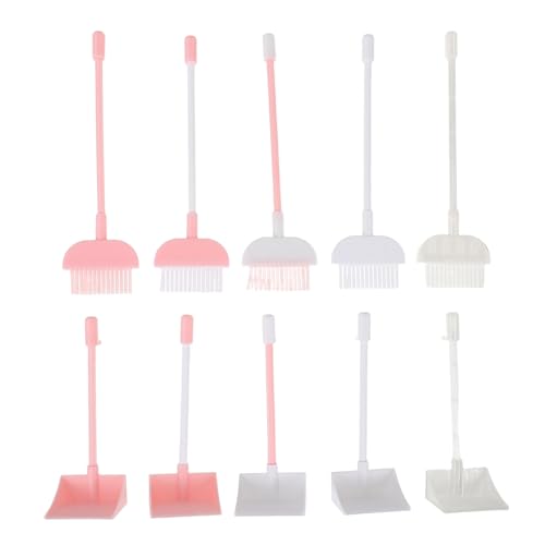 UPKOCH 5 Sätze Miniatur Besen und Kehrschaufel Set für Puppen Realistisches Puppenhaus Reinigungszubehör mit Abgerundeten Kanten Leicht und Ergonomisch für Feinmotorisches Spiel von UPKOCH