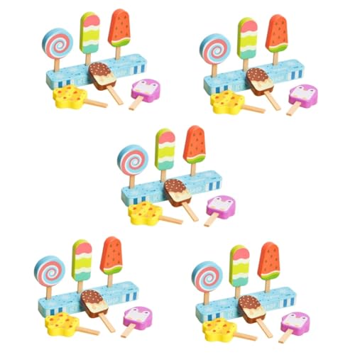 UPKOCH 5 Sätze Simulations-EIS Stellen Sich, Spiel am Stiel zu Spielen Spielzeug für Kleinkinder Mädchenspielzeug Kinderspielzeug Spielset aus Holz Spielzeuge Eisstiel-Spielzeug von UPKOCH