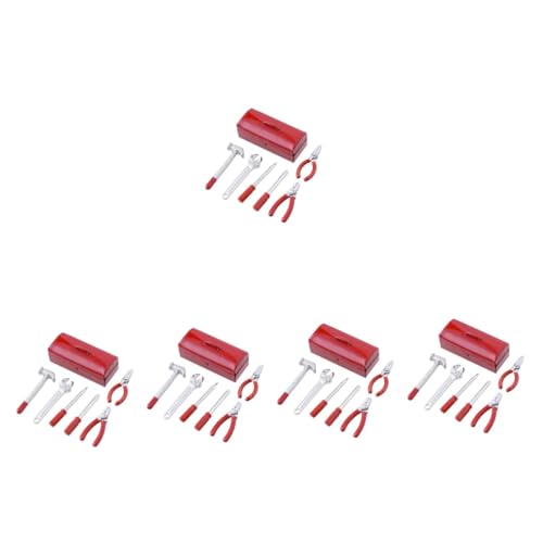 UPKOCH 5 Sätze Simulations-Toolbox Werkzeug Puppenhaus Bauen Spielzeuge Mini- -dekor Mini-hausversorgung Rot Legierung Miniatur Kind Auto Model von UPKOCH