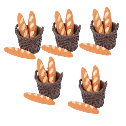UPKOCH 5 Satz Teiliges Miniaturbrot Französischem Baguette und Korb Realistische Puppenhaus-deko für Bäckerei-szenen Detailgetreue Simulation für Fotografie und Kreative Bastelprojekte von UPKOCH