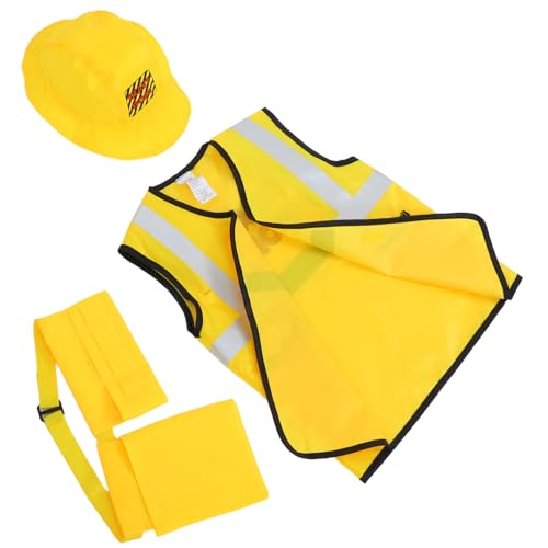 UPKOCH 5 Stück Cosplay Bauarbeiter Kostüm Teiliges mit Hut Weste Gürtel und Werkzeugtasche für Faschings und Halloween Party Atmungsaktives Material Gelb UPKOCH 5 Stück Cosplay Bauarbeiter Kostüm Teiliges mit Hut Weste Gürtel und Werkzeugtasche für Faschings und Halloween Party Atmungsaktives Material Gelb von UPKOCH