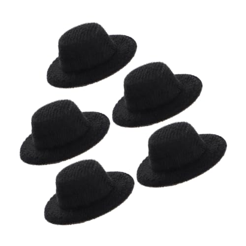 UPKOCH 5 Stück Mini-Hut Puppenkleidung Puppenaccessoire Dollhut Puppenstyling Puppenhobby Puppe Miniaturhut am kleinsten schirmmützen dekorative Miniaturhüte Kleiner Zylinder Stoff Black von UPKOCH