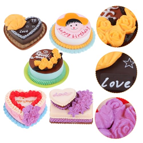 UPKOCH 5 Stück Mini Kuchen Dessert Falscher Kuchen Mini Kuchenschmuck Kuchen Requisiten Kuchen Ornament Mini Kuchenmodell Miniatur Spielzeugmodell Gefälschter Kuchen Mini von UPKOCH