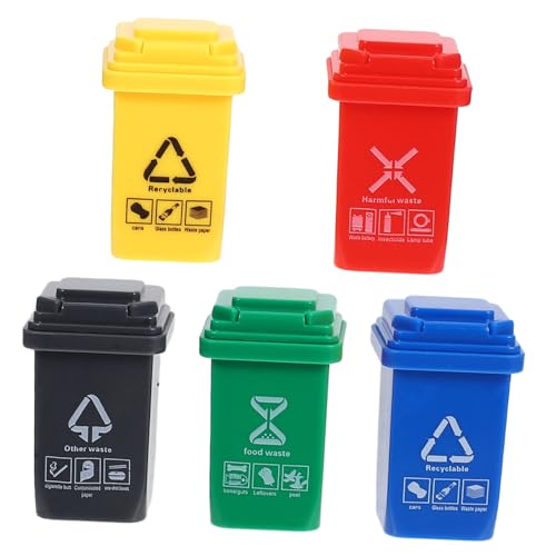 UPKOCH 5 Stück Miniatur Mülltonnen Kleine Mini Sanitäre Behälter für Puppenhaus Outdoor Szenen Tragbare Mini Abfalleimer für Modellbau und Dekoration von UPKOCH