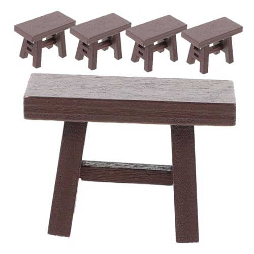 UPKOCH 5 Stück Miniaturmöbel Dekor Miniaturhocker Modell Puppenhaus Miniaturmöbel Mini Holzhocker Mini Möbel Kleines Hauszubehör Puppenhaus Kleiner Hocker Braun Aus Holz von UPKOCH