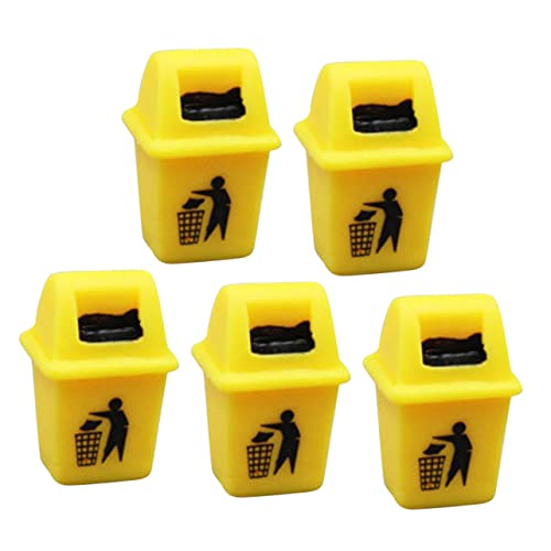 UPKOCH 5 Stück Mülleimer-Modell Miniatur Mülltonne Mini-mülleimer Kleiner Müll Kann Behälter Party Kleiner Mülleimer Tischmülleimer Mini-hausbedarf Puppenhausverzierung Harz Yellow von UPKOCH