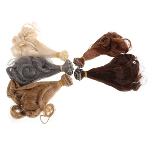 UPKOCH 5 Stück Perücke Haarreihe Perücken Für Puppen Puppenhaartressen Puppenhaare Basteln -Puppen Männlich Perücke Puppe Perücke Lockiges Puppenhaar Hochtemperaturdraht von UPKOCH
