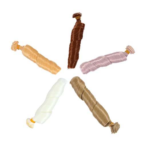 UPKOCH 5 Stück Puppenperücke Glattes Haar Tressen Puppenhaar Lockiges Puppenhaar Puppenperücken Glatte Puppe Rosa Perücke Puppenhaar Tressen Für DIY Babypuppenherstellung von UPKOCH