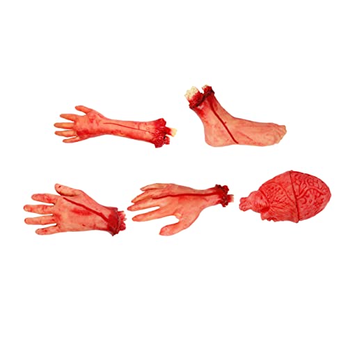 UPKOCH 5 Stück Requisiten für abgetrennte Gliedmaßen Halloween Horror Halloween grusel Halloween assecoires Heart Herzen Halloween-Lichter Hände Stütze simulierte Hände Vinyl rot von UPKOCH
