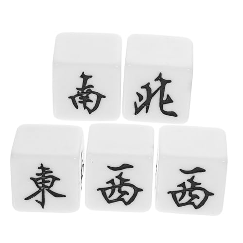 UPKOCH 5 Stück Teiliges Acryl Mahjong Würfel Windrichtung Würfel mit Schwarzer Beschriftung Weißem Hintergrund Leicht und Robust Partyspiel Zubehör für Zuhause Bars und Ktv von UPKOCH
