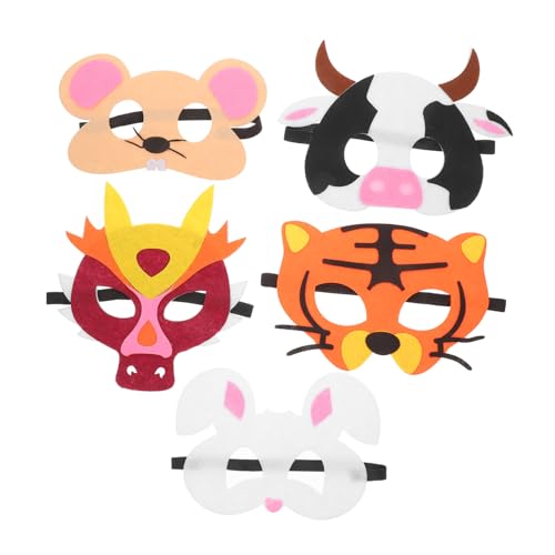 UPKOCH 5 Stück Teiliges Cartoon Tiermasken für Leichte Wiederverwendbare Halbgesichtsmasken mit Schlange Zebra Affe Hahn Schwein für Halloween Karneval Kostümparty von UPKOCH