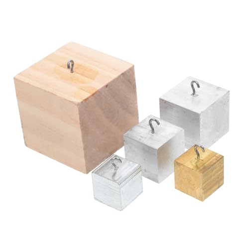 UPKOCH 5 Stück Teiliges Dichtewürfel Set mit Haken Quadratische Würfel aus Kupfer Aluminium und Holz Vielseitig für Wissenschaftliche Experimente und Untersuchungen Langlebig und von UPKOCH