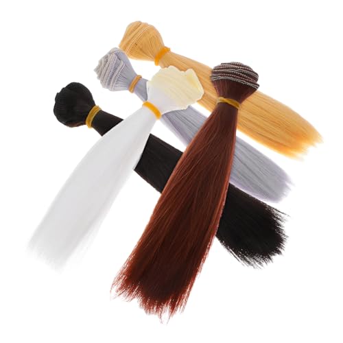 UPKOCH 5 Stück Teiliges Gerade Puppenperücken Synthetisches Haar Langlebig Vielseitig für DIY Puppenhaar Styling Zubehör von UPKOCH