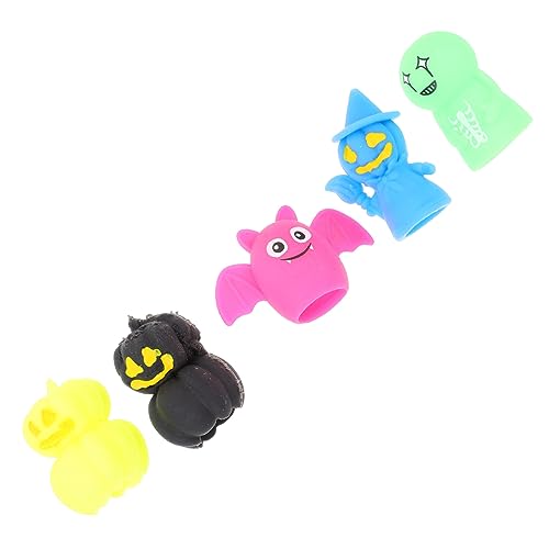 UPKOCH 5 Stück Teiliges Halloween Fingerpuppen Set TPR Weiche Leichte Fingerlinge mit Hexe Fledermaus und Kürbis für Erwachsene Spielerisches Lernspielzeug Kreativität und Feinmotorik von UPKOCH