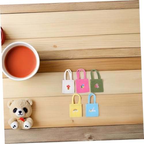 UPKOCH 5 Stück Teiliges Mini Canvas Handtaschen Bunte Miniatur-Schultertaschen aus Robustem Segeltuch Realistische Puppenaccessoires für Puppenhaus-dekor und Kreatives Spiel von UPKOCH