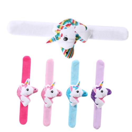 UPKOCH 5 Stück Teiliges Plüsch Einhorn Schnapparmband Kuschelige Animal Slap Armbänder für Kindergeburtstag Weiche Sichere Handgelenkbänder in Gemischten Farben Langlebig und Komfortabel von UPKOCH