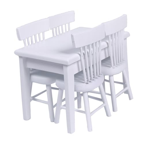 UPKOCH 5 Stücke Holz Mini Möbel Mini Tisch Weiß Mini Stühle Puppe Möbel von UPKOCH