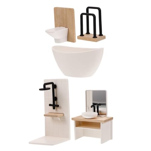 UPKOCH 5 Teiliges Zubehör Szenenregal Lebensrequisite Miniaturmöbel Simulation Puppenwaschbecken Badewanne Layout Modellzimmer – Rollenspiel Dusche Toilettenhalter Im von UPKOCH