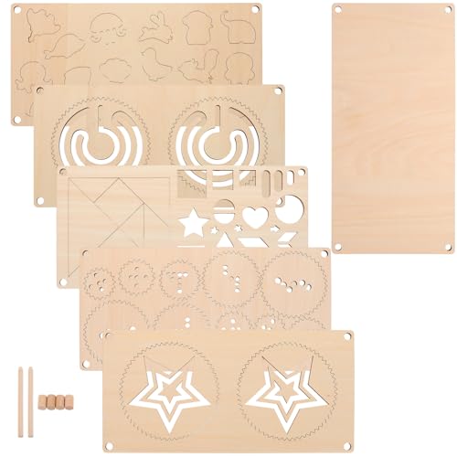 UPKOCH 5-teilige Zeichenvorlagen aus Holz für Kinder – Holz-Zeichenvorlagen, Puzzlebrett mit geometrischen und Tierformen – Feinmotorik-Spielzeug für Kleinkinder zur Hand-Augen-Koordination von UPKOCH
