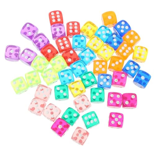 UPKOCH 50 Stück Farbige Würfel Polyedrische Würfel Bunte Würfel Standard-spielwürfel Mehrseitige Würfel Unterhaltungswürfel Spiel Würfel Partywürfel Partyspielwürfel Acryl von UPKOCH