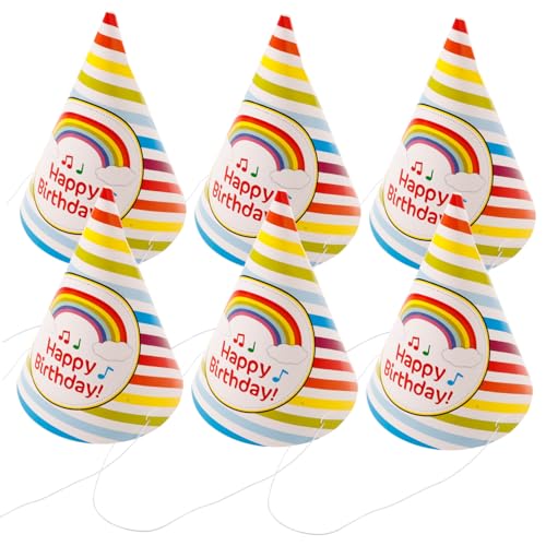 UPKOCH 50 Stück Geburtstagsparty-hut Kappe Geburtstagsmützen Für Plüsch Regenbogen- -hut Partykegelhüte Regenbogen-geburtstagsfeierdekoration Schmücken Geburtstagshut Papier von UPKOCH