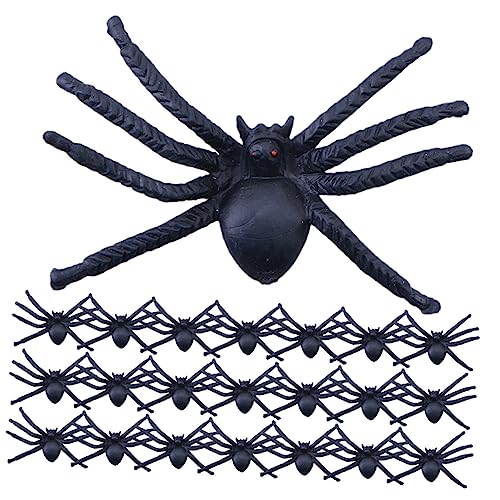 UPKOCH 50 Stück Spukhaus-Requisite Plüsch Figur Halloween-Spinnennetz gefälscht Halloween Kleidung Halloween kostün plastikspinne Spinnen-Requisite realistische Spinne PVC Black von UPKOCH