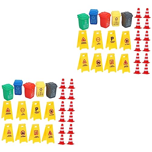 UPKOCH 50 Stück kognitives Spielzeug unterrichten Straßenbauarbeiten Verkehrssperre Spielzeug für Kleinkinder Mülleimer Verkehrssignalspielzeug für Kinder Mini-Leitkegel Miniatur Bagger von UPKOCH