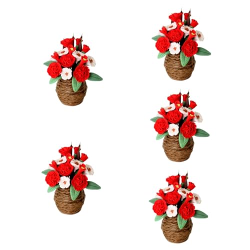 UPKOCH 5st Mini- Modelle Bonsai Vase Anlage Spielzeuge Winzige Puppenhauszubehör Zubehör Für Das Puppenhaus Kleiner Blumentopf Mini-topfpflanze Rot Miniatur Topfblume Ob11 Ton von UPKOCH