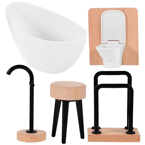 UPKOCH 5st Simulation Von Minimöbeln Miniatur Bad Puppe Schwimmbad Badewanne Mini-duschraummodell Winzige Badezimmermöbel Kleine Badezimmerdekoration Holz von UPKOCH