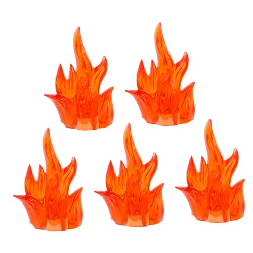UPKOCH 5st Spezialeffekte Für Eiswürfelmodelle Mini-Spielzeug-baukegel Verwandelnde Roboterspielzeuge Miniatur-bauartikel Miniaturfeuer Künstliches Feuer Gefälschte Flamme Plastik Orange von UPKOCH