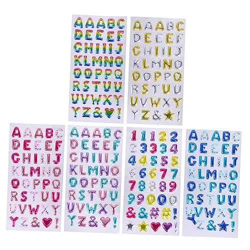 UPKOCH 6er-Pack Glitzernde Buchstaben- Und Zahlenaufkleber Für Erwachsene Planer- Große Alphabet-Aufkleber Und Zum Aufkleben Für Scrapbooking Karten Umschläge von UPKOCH