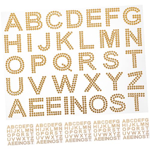 UPKOCH 6 Blätter Acryl-Buchstaben-Strassaufkleber Hochzeits-DIY-Aufkleber selbstklebend dekorativ Aufkleber für die Tasche Taschendekorationsaufkleber Bling Buchstabe Strass Golden von UPKOCH